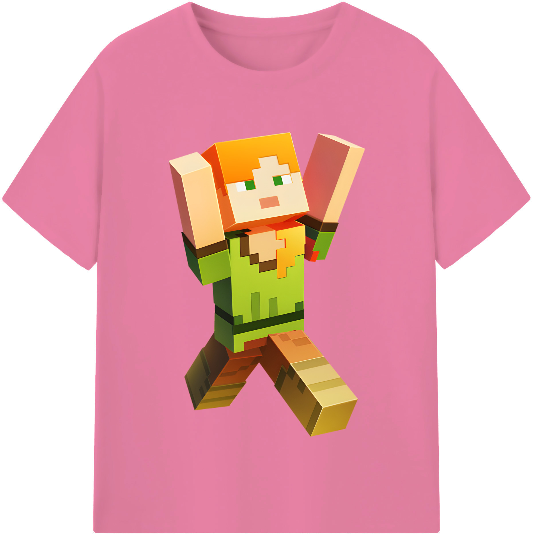 （画像用） マインクラフト ブロックの世界 Minecraft MC Block world 綿100％半袖Tシャツ（フロントプリント）